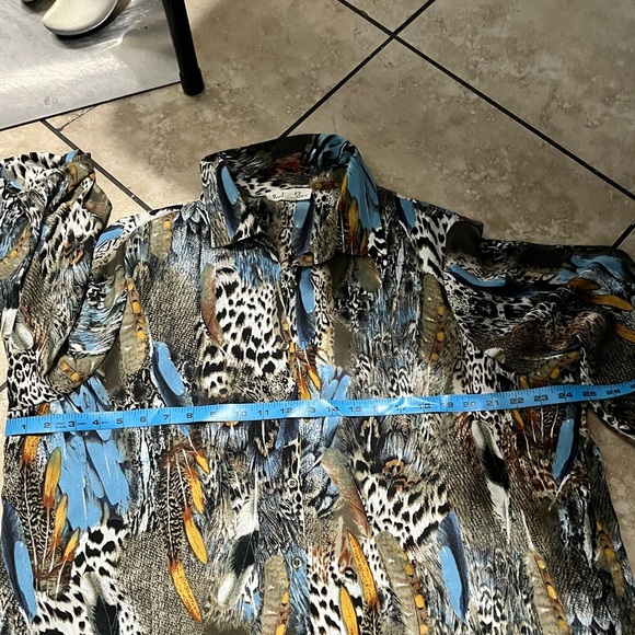 Indigo Rose  Feather Animal Quarter Sleeve High Low Tunic Shirt Dress - Picture 4 of 7